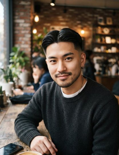 Asian Middle Part Fade Style