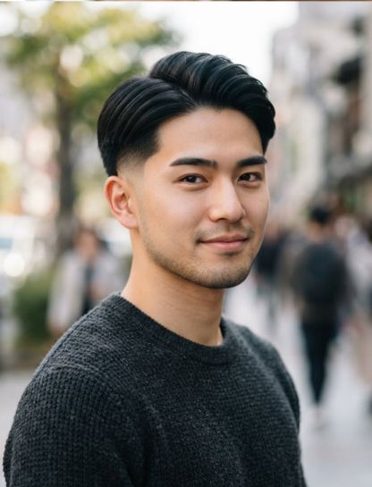Asian Straight Hair with Low Taper Fade