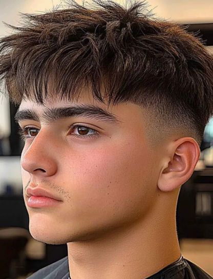 Choppy Textured Crop with Low Taper Fade