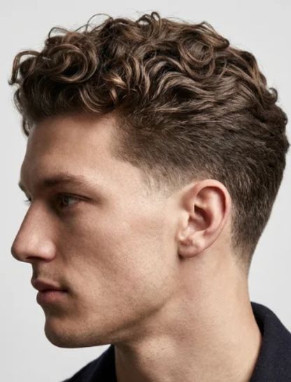 Klassischer Low Taper Fade Curly Hair