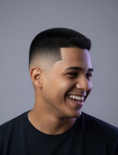 Low Fade Afro with Part