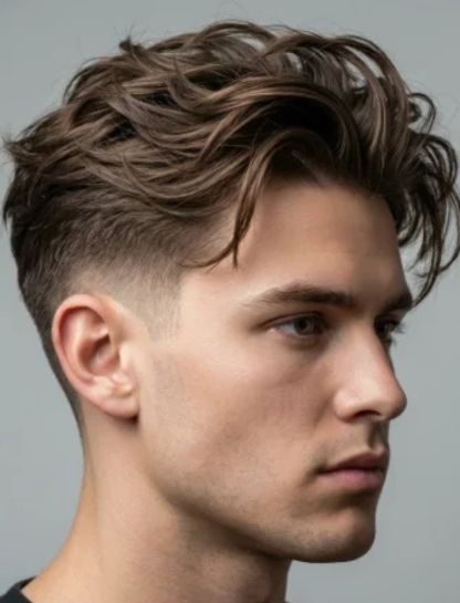 Low Fade Slick Back With Messy