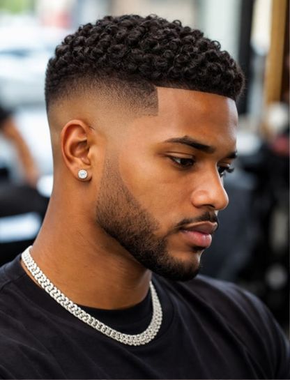 Low Taper Afro with Beard