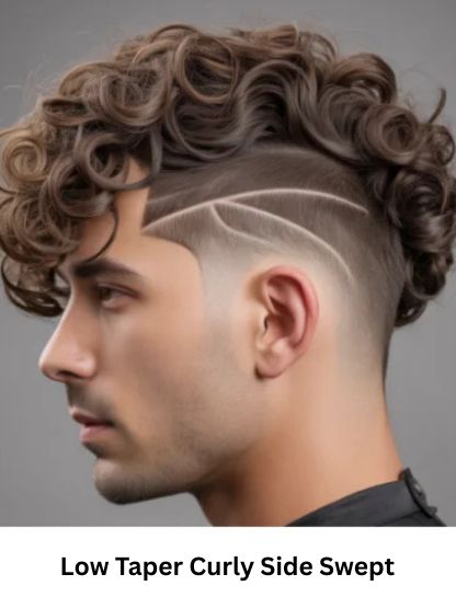Low Taper Curly Side Swept