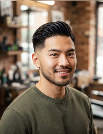 Low Taper Fade Asian Comb Over
