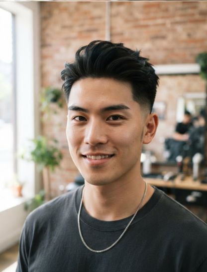 Low Taper Fade Asian Quiff