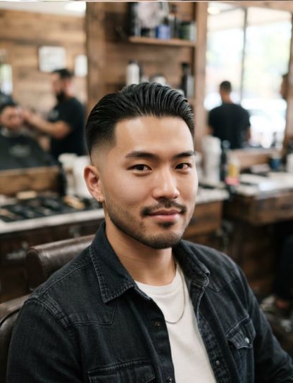 Low Taper Fade Asian Slick Back