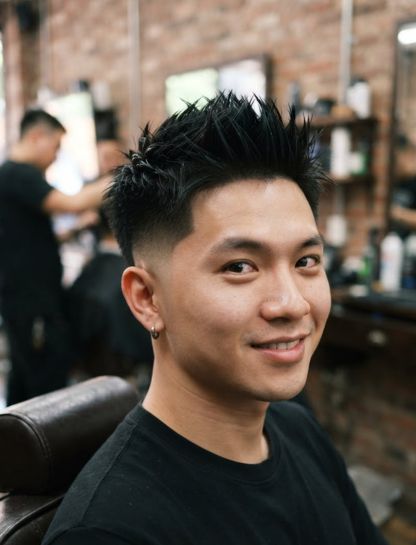 Low Taper Fade Asian Spiky Hair