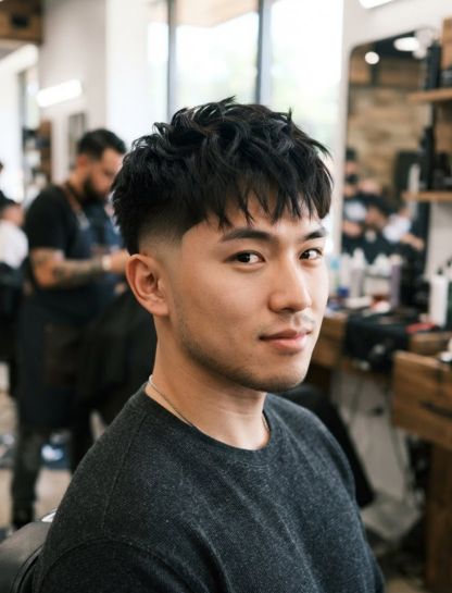 Low Taper Fade Asian Textured Crop