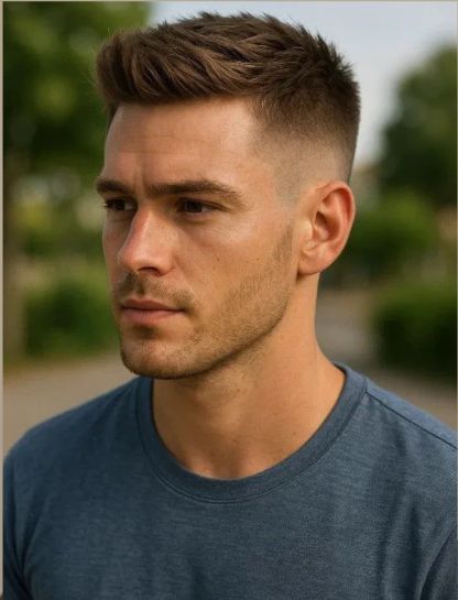 Low Taper Fade Blonde Hair mit Bart