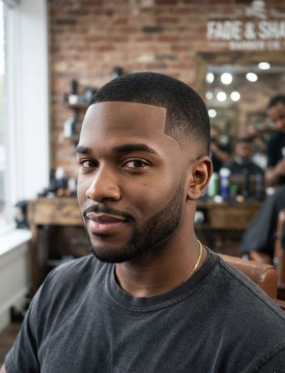 Low Taper Fade Buzz Cut with Line Up