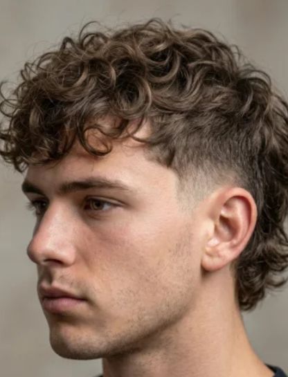 Low Taper Fade Curly Hair Wolf Cut