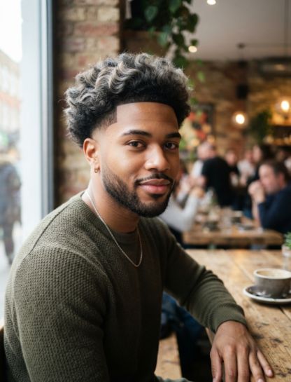 Low Taper Fade Fluffy Hair With Light Waves