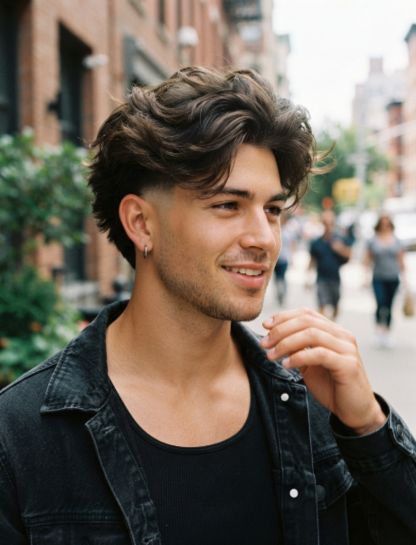 Low Taper Fade Fluffy Hair With Long Top