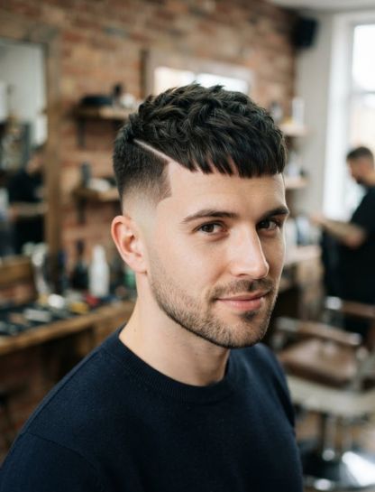 Low Taper Fade French Crop Hair with Hard Part