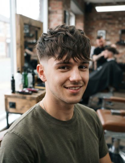 Low Taper Fade Layered Fringe