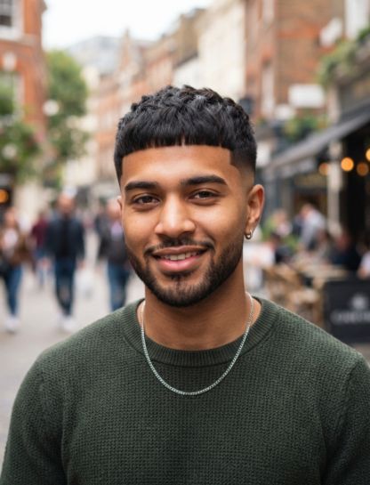 Low Taper Fade Short Fringe