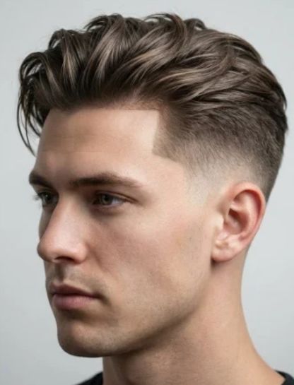 Low Taper Fade Slick Back with Texture