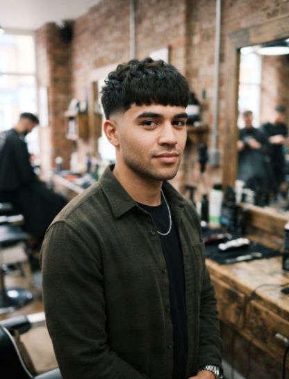 Low Taper Fade Thick Fringe