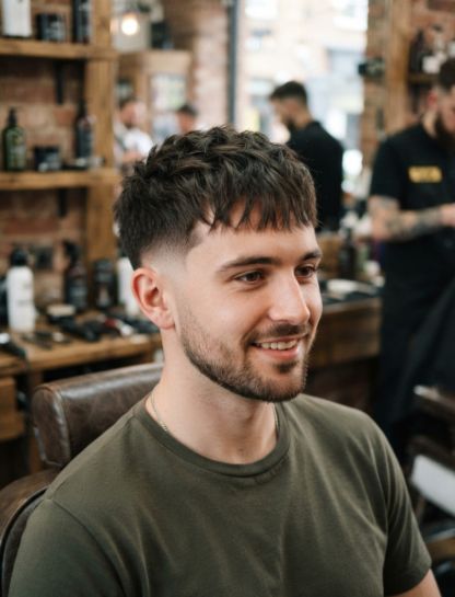 Low Taper Fade Thin Fringe