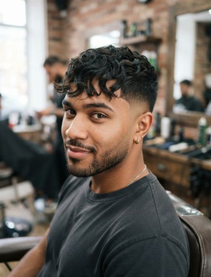 Low Taper Fade Wavy Fringe