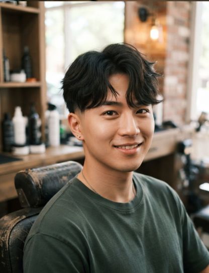 Low Taper Fade With Asian Layered Hair