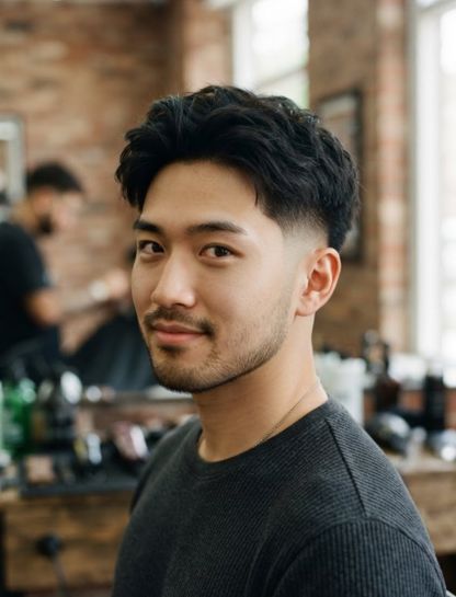 Low Taper Fade With Asian Textured Hair