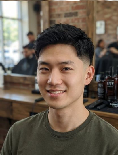 Low Taper Fade for Thin Straight Asian Hair