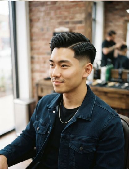 Low Taper Fade with Asian Side Part