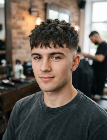 Low Taper Fade with Messy Fringe
