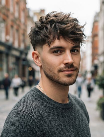 Low Taper Fade with Messy Layered Hair