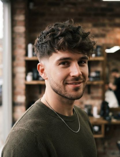Low Taper Fade with Messy Medium Hair