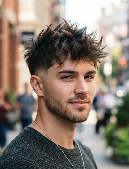 Low Taper Fade with Messy Spiky Hair