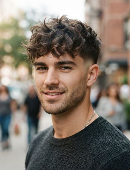 Low Taper Fade with Messy Wavy Hair