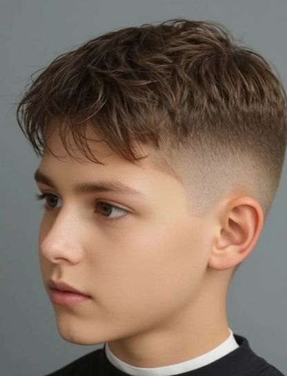 Low Taper Fade with Textured Fringe for Thin Hair