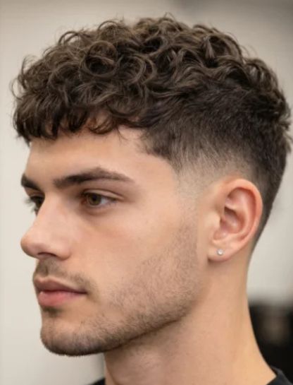 Low Taper With Curly Hair Crop Textured