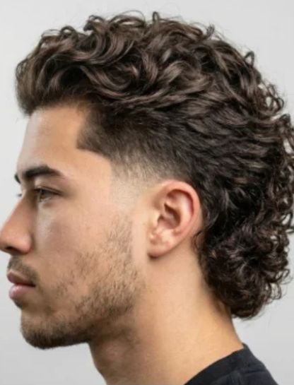 Low Taper With Curly Mullet