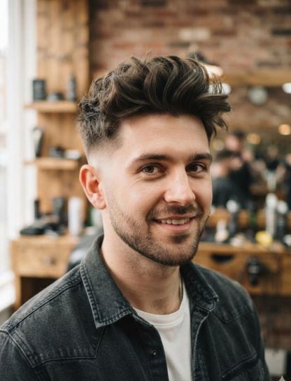 Messy Quiff with Taper Fade