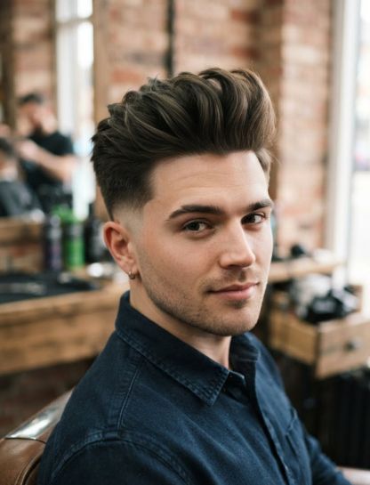 Quiff for Thick Hair with Low Taper Fade