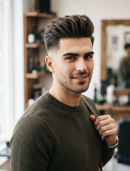 Straight Hair Quiff Fade Style