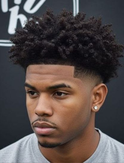 Taper Fade Afro with Line Up
