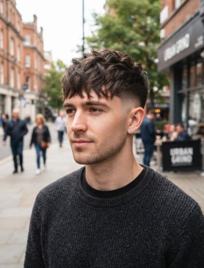 Taper Fade Textured Fringe