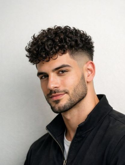 Textured Crop Low Taper Fade for Curly Hair