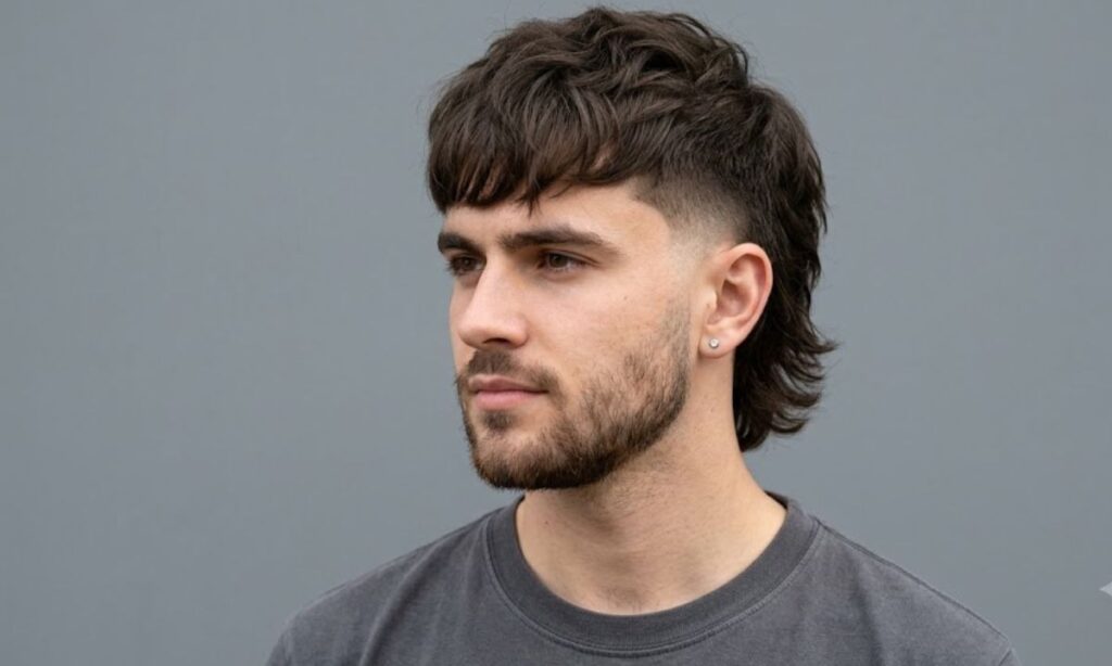 Low Taper Fade Mullet with Fringe