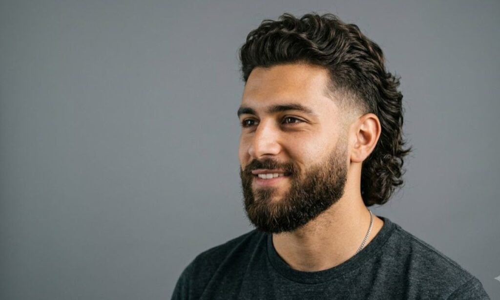 Low Taper Fade Mullet with Beard