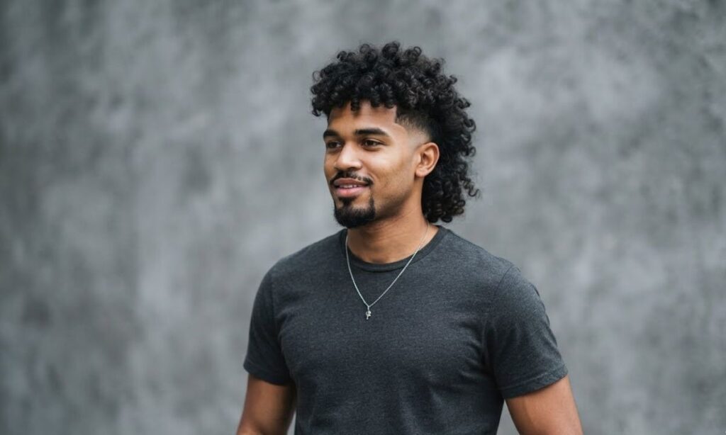 Curly Low Taper Fade Mullet