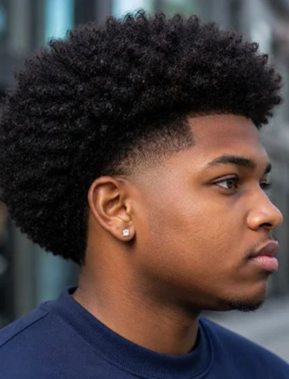 Afro Burst Fade Haircut for Black Men