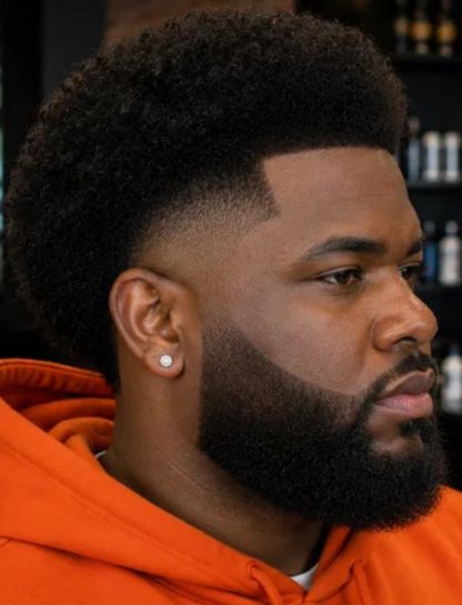 Afro Burst Fade with Beard