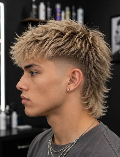 Blonde Burst Fade Mullet