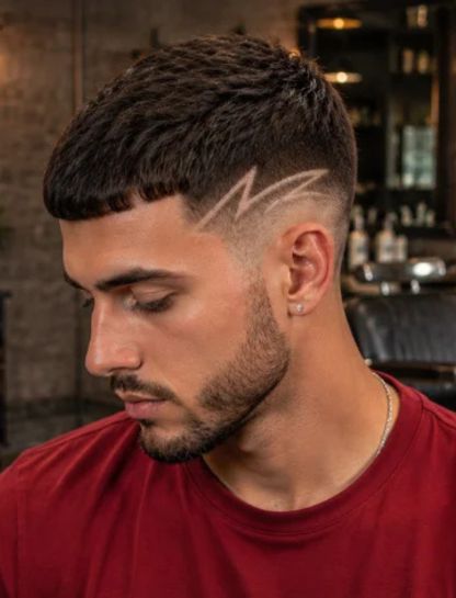 Burst Fade Caesar with Design